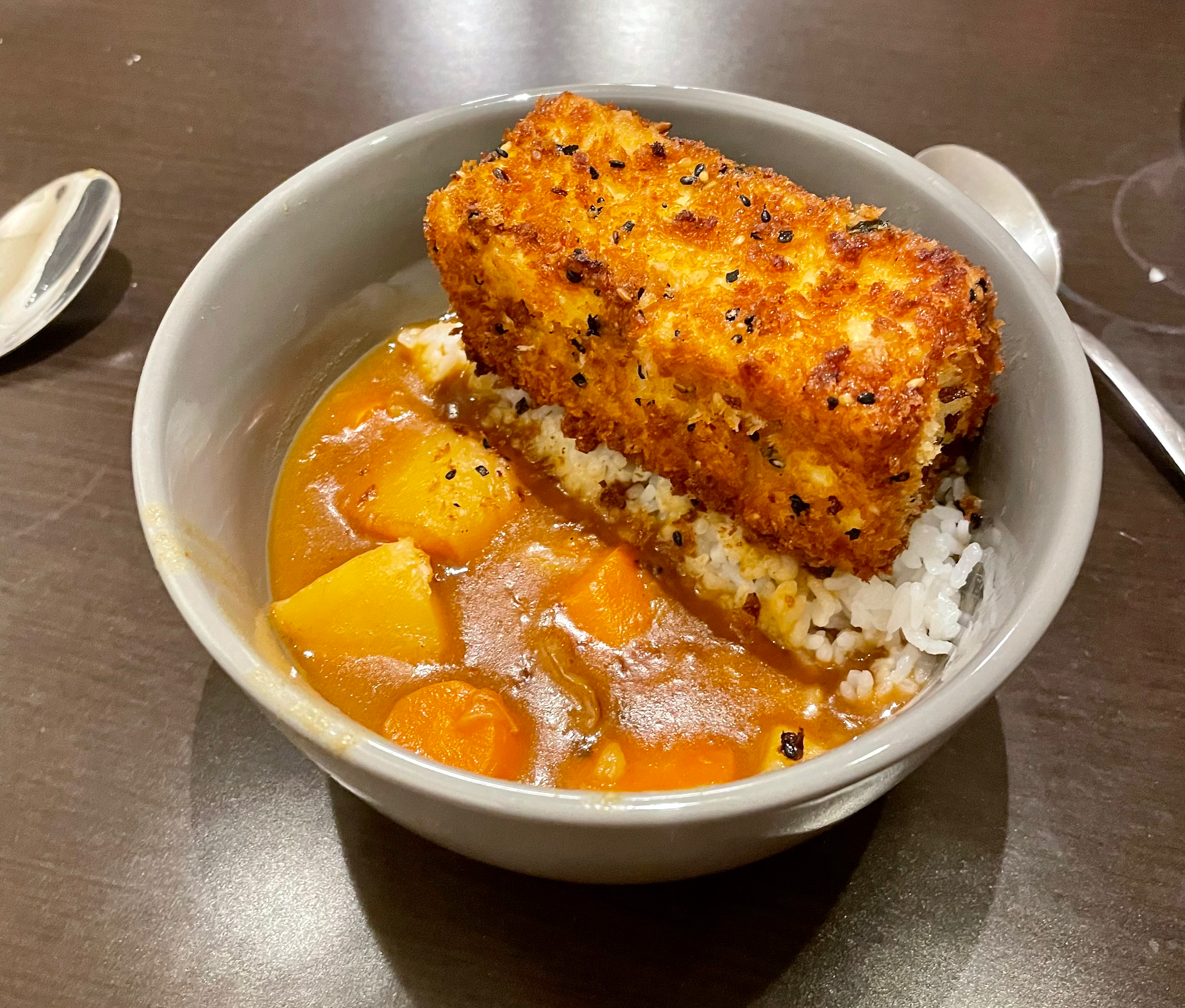 Katsu tofu with Japanese curry, made by my friend Angel!