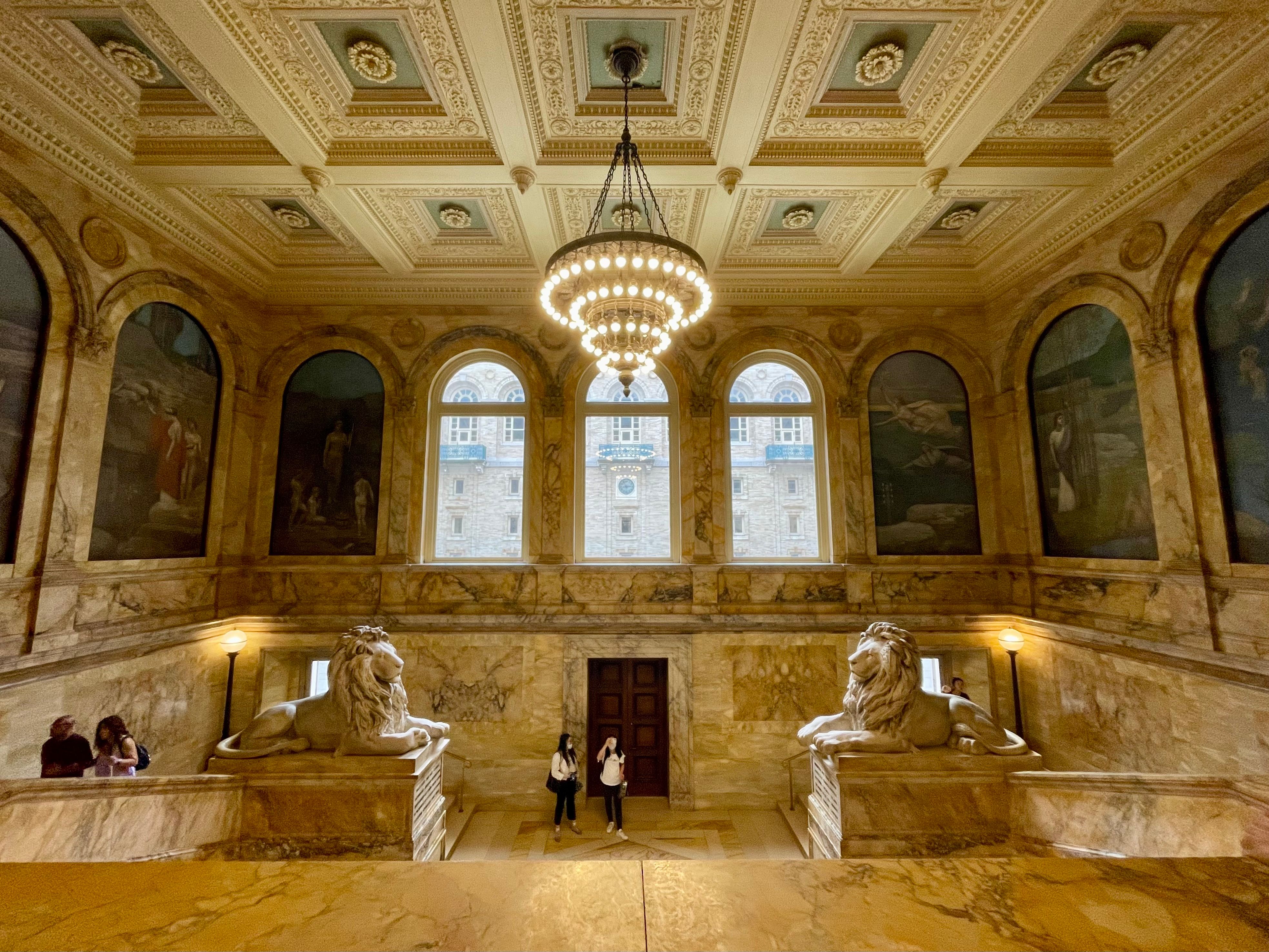 view from the second floor of the library of the entrance steps